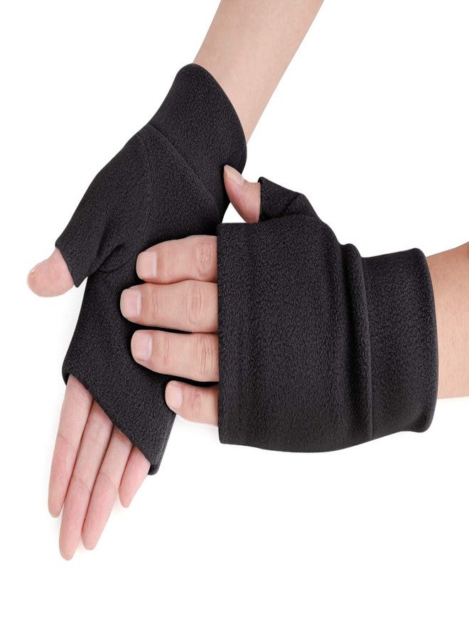 RUIXIB Women Men Fleece Fingerless Gloves Winter Warm Half Finger Gloves Half Mitten - Image 5